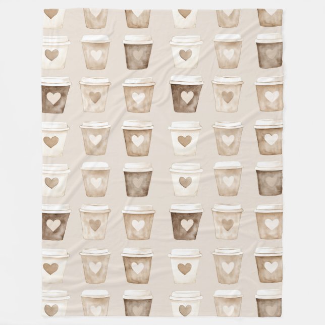 Cream Coffee Heart Cups Fleecedecke (Vorderseite)