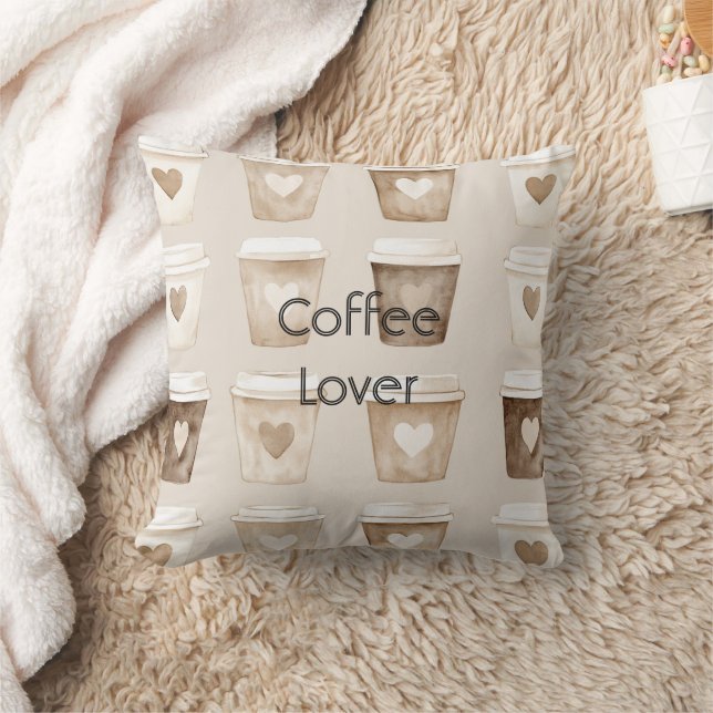 Cream Coffee Heart Cups   Kissen (Decke)