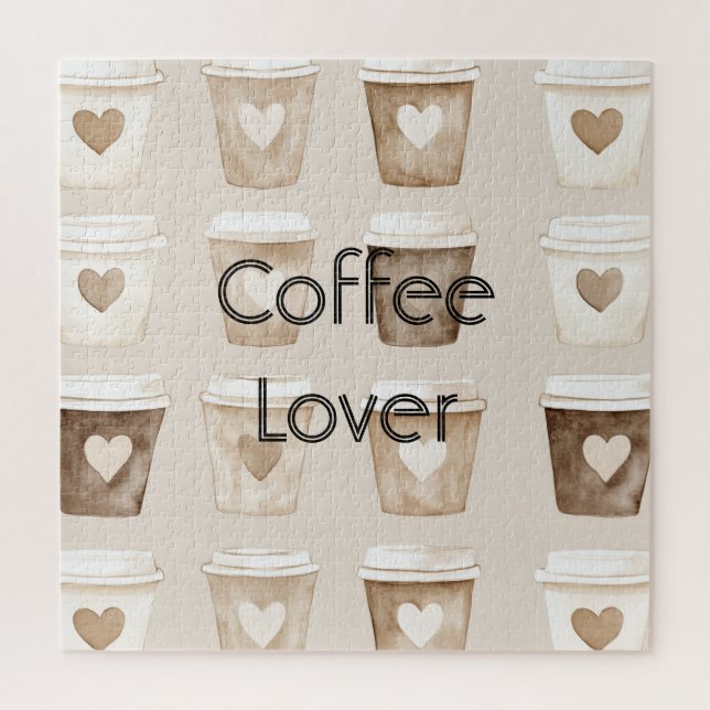 Cream Coffee Heart Cups   Puzzle (Vertikal)