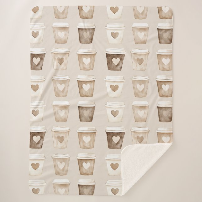 Cream Coffee Heart Cups Sherpadecke (Vorderseite)