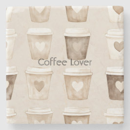 Cream Coffee Heart Cups Steinuntersetzer