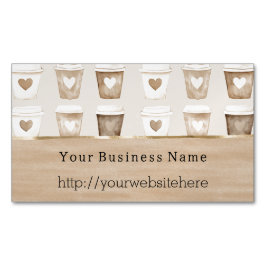Cream Coffee Heart Cups Unternehmensname Webseite Magnetische Visitenkarte