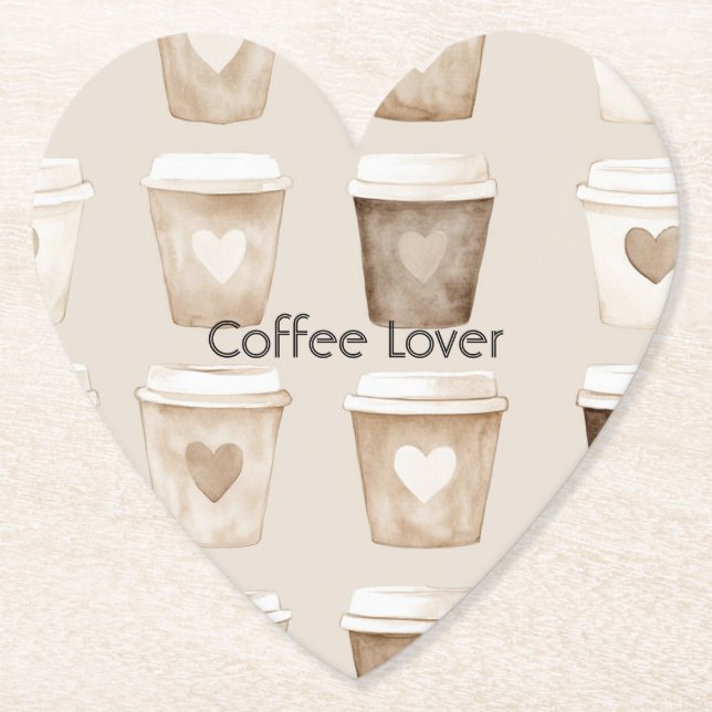Cream Coffee Heart Cups Untersetzer (Vorderseite)