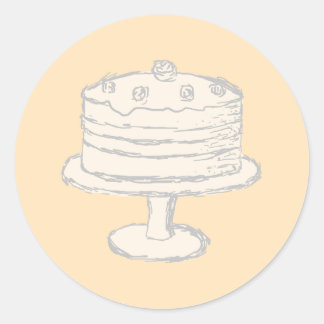 Cream Color Cake auf Beige Hintergrund. Runder Aufkleber