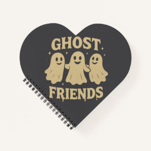 Cream Colored Ghost Friends Spiral Notebook Notizbuch