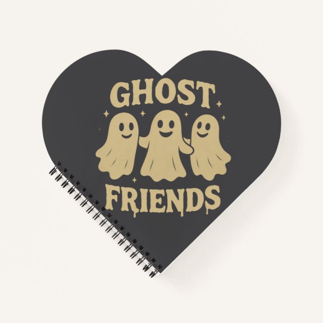 Cream Colored Ghost Friends Spiral Notebook Notizbuch (Vorderseite)