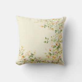 Cream-colored pillow with delicate watercolor flor kissen