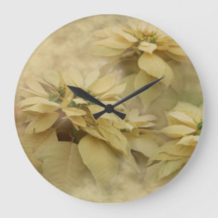 Cream Colored Poinsettias Digitale Kunst Große Wanduhr