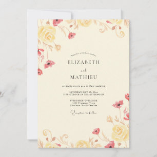 Cream Coral Mohn Hochzeit Einladung