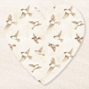 Cream Cottage Birds Junggesellinnenabschied Untersetzer