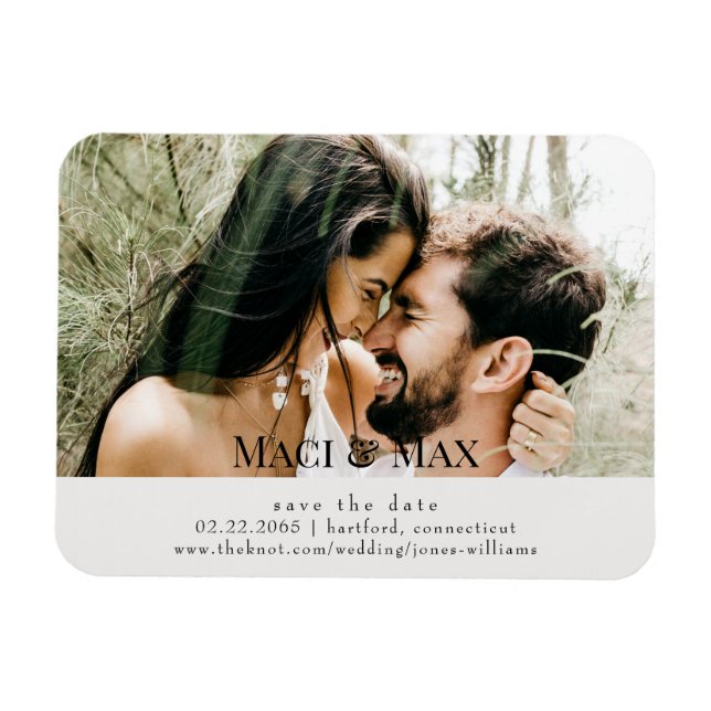 Cream Couple Foto Wedding Save the Date Magnet (Horizontal)
