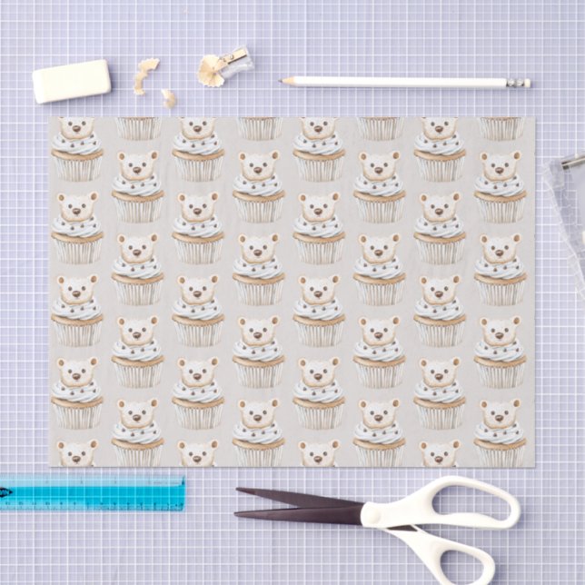 Cream Cupcake Bären Geburtstag Seidenpapier (Handwerk)