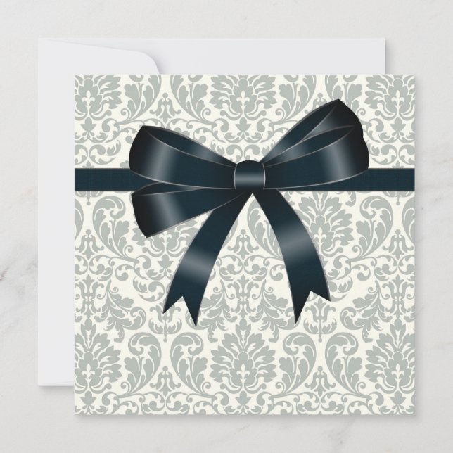 Cream Damask Black Party Einladung (Vorderseite)