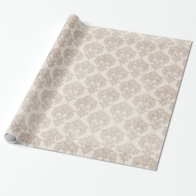 Cream Damask Geschenkpapier (Ungerollt)