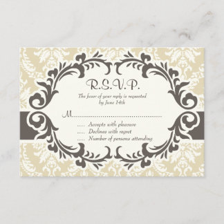 Cream Damask RSVP-Karte RSVP Karte