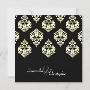 Cream Damask/Schwarze Hochzeit Einladung