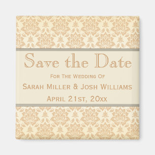 Cream Damask Speichern des Datumsfensters Magnet