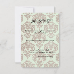 Cream Damask Wedding UAWG RSVP Karte