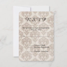Cream Damask Wedding UAWG RSVP Karte