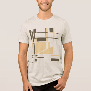 Cream Dark Brown MCM inspiriert Geometric Abstrakt Tri-Blend Shirt