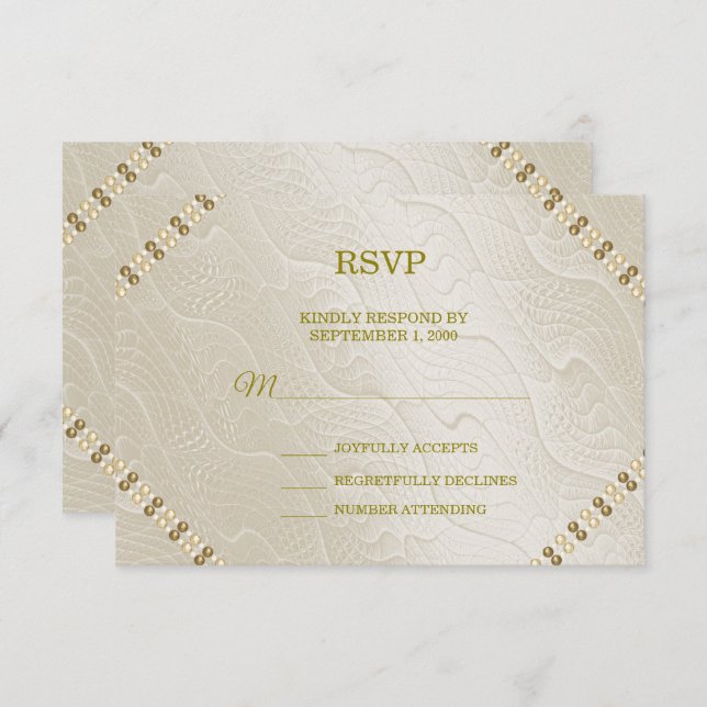 Cream Decorative Wedding RSVP Card (Vorne/Hinten)