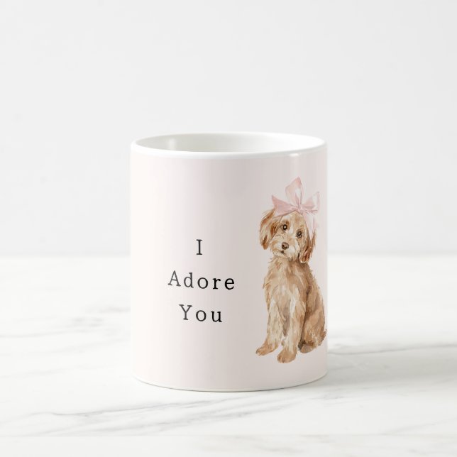 Cream Dog Pink Bow Adore Kaffeetasse (Mittel)