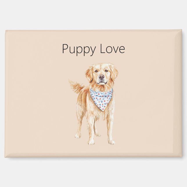 Cream Dog Puppy Liebe Magnet (Vorderseite)