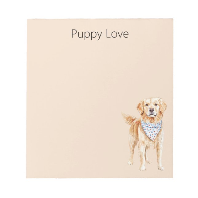 Cream Dog Puppy Liebe Notizblock (Vorderseite)
