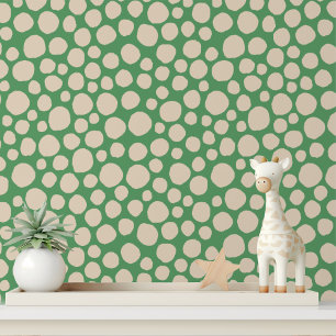 Cream Dot Green Abstrakt Modernes Muster Tapete