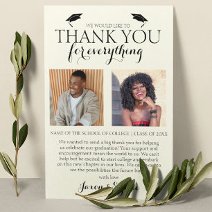 Cream Double Abschluss 2 Foto Graduation Party Dankeskarte