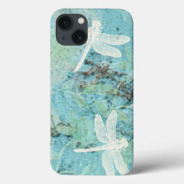 Cream Dragonflies auf Blue Aquamarin Background Ca Case-Mate iPhone Hülle