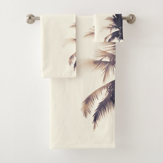 Cream Dream Palm Trees & Lights Beachy Glam Badhandtuch Set (Insitu)