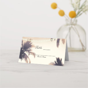 Cream Dream Palm Trees & Lights Table Platz Platzkarte