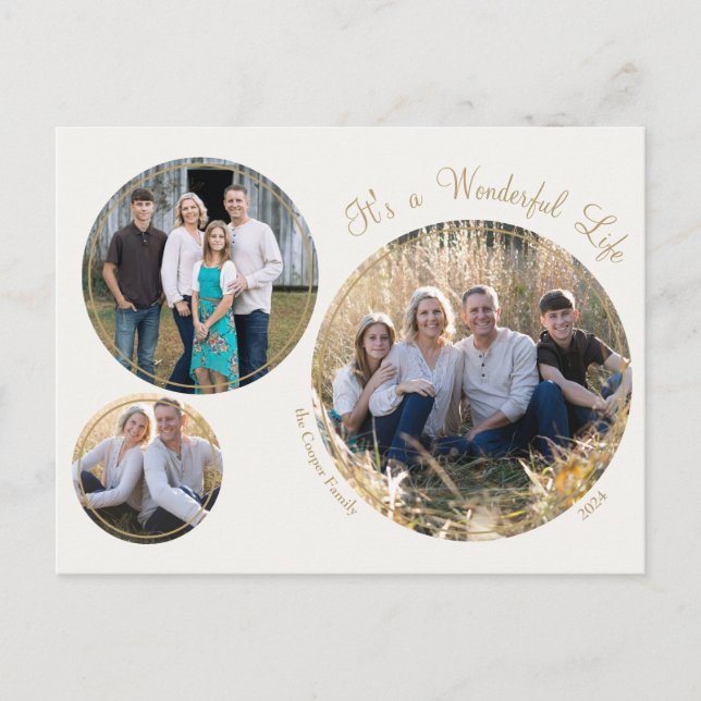 Cream Elegante Minimalistisch Weihnachten Drei Fot (Vorderseite)