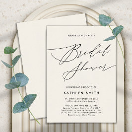 Cream Elegantes Script Modernes einfaches Brautpar Einladung