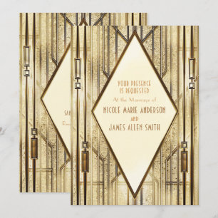 Cream Elfenbein Gold 20er Art Deco Gatsby Glam Hoc Einladung