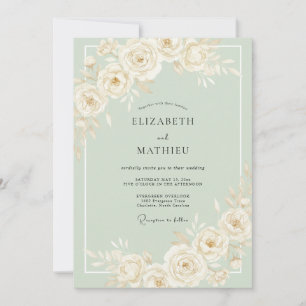 Cream Ethereal Botanische Romantik-Hochzeit Einladung