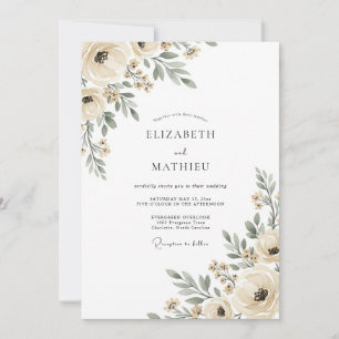 Cream Ethereal Flourish Hochzeit Einladung