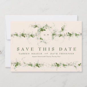Cream Eucalyptus Wreath Monogram Wedding Foto Save The Date