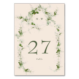 Cream Eucalyptus Wreath Monogram Wedding Tischnummer