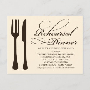 CREAM FLATWARE   PROBE DINNER INVITE EINLADUNGSPOSTKARTE