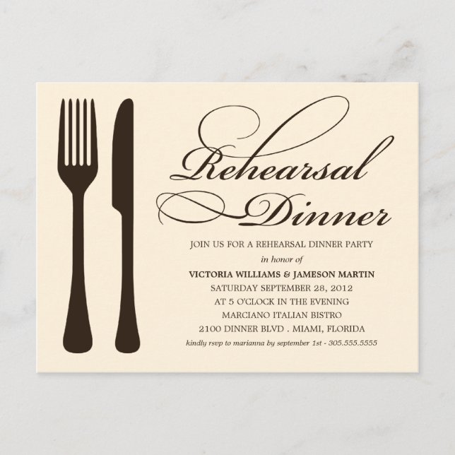 CREAM FLATWARE | PROBE DINNER INVITE EINLADUNGSPOSTKARTE (Vorderseite)