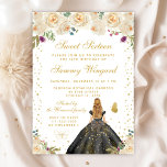 Cream Floral Blonde Hair Princess 16 . Geburtstag Einladung<br><div class="desc">Dieses elegante und glamouröse 16 . Geburtstag-Geburtstagsjubiläum besticht durch eine hübsche Prinzessin mit blonden Haaren und eine faire Haut in einem schwarzen Ball-Gown. Der Text kombiniert handgeschriebene Skripte mit modernen serifenlosen Schriftart für ein elegantes und raffiniertes Aussehen. Die Blumenarrangements, Schmetterlinge und Goldkonfetti bilden die perfekte Mischung aus rustikal und schick....</div>