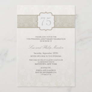 Cream Floral Damask Hochzeitstag Einladung