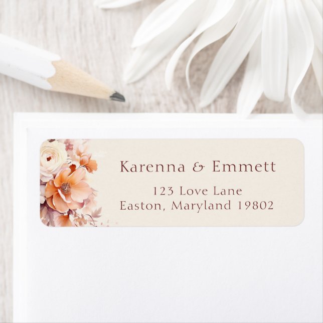 Cream Floral Fall Baby Dusche Rücksendeadresse (Insitu)