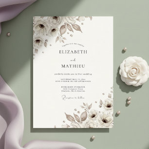Cream Floral Flourish Hochzeit Einladung