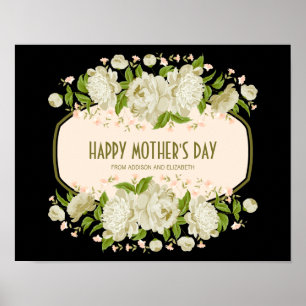 Cream Floral Happy Mother Day Sign Poster