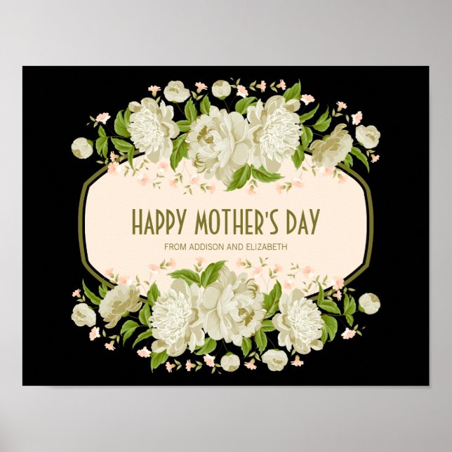 Cream Floral Happy Mother Day Sign Poster (Vorne)