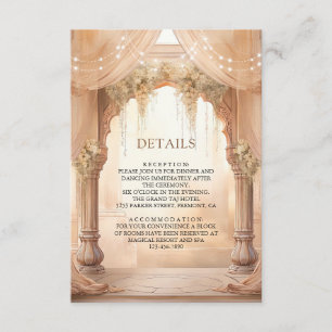 Cream Floral Indian Mandap Hindu Hochzeitsdetails Begleitkarte