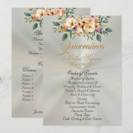 Cream Floral Quinceanera Program - Pastel Green Programm